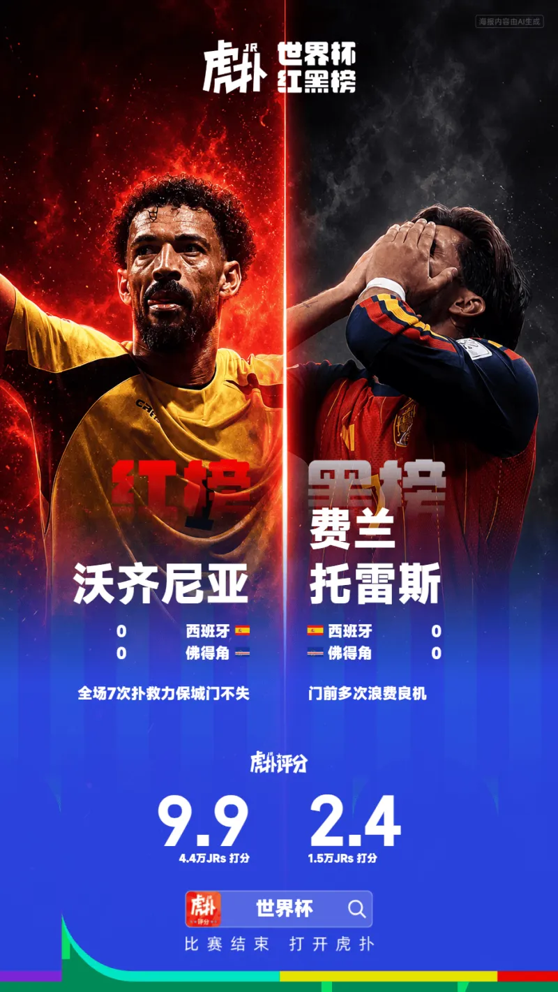 【世界杯红黑榜】沃齐尼亚化身叹息之墙,费兰多次错失良机